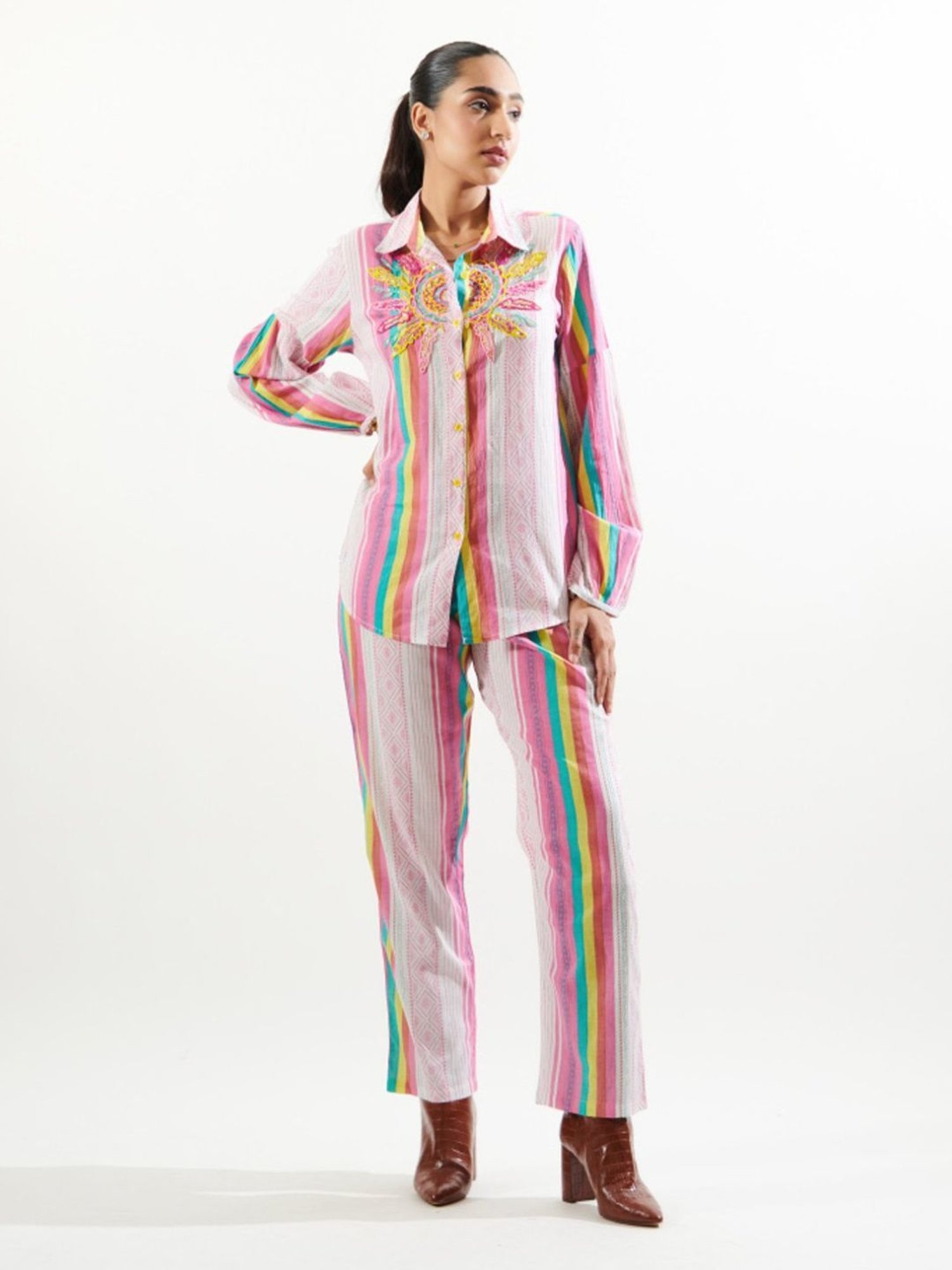 Cin Cin Pink Najaat Navi Shirt With Pant