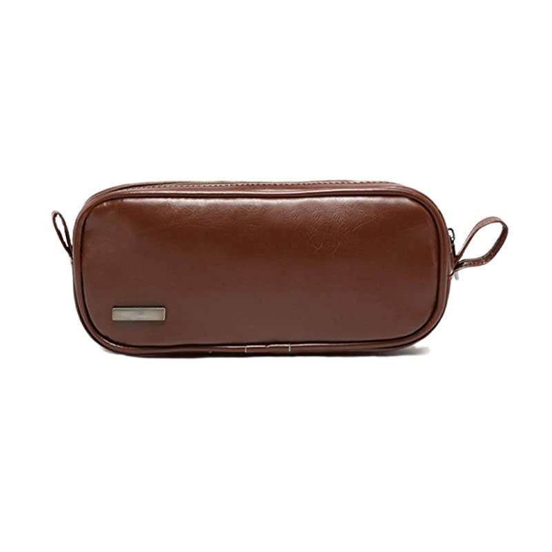 Universal Travel PU Leather Case for Small Electronics and Accessories Travel OrganizerCarrying Bag Brown
