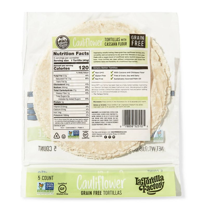 La Tortilla Factory Gluten Free Cauliflower Tortillas - 5ct/7.1oz
