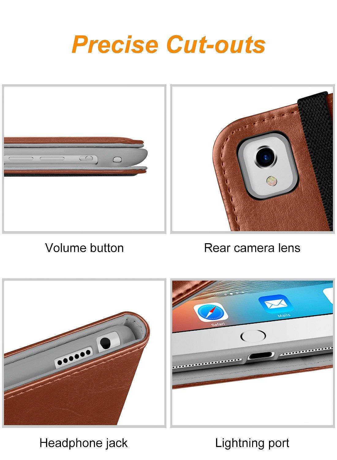 DTTO New iPad 9.7 Inch 5th/6th Generation 2018/2017 Case with Apple Pencil Holder, Premium Leather Folio Stand Cover Case for Apple iPad 9.7 inch, Also Fit iPad Pro 9.7/Air 2/Air - Brown(Grey Lining)