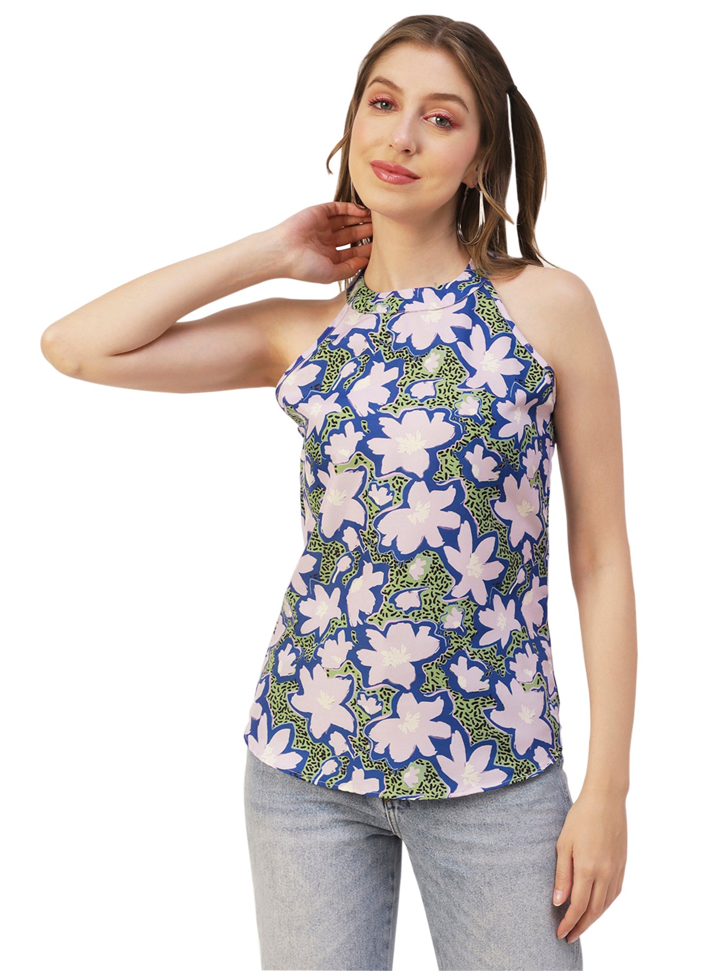 Moomaya Multicolor Floral Print Top