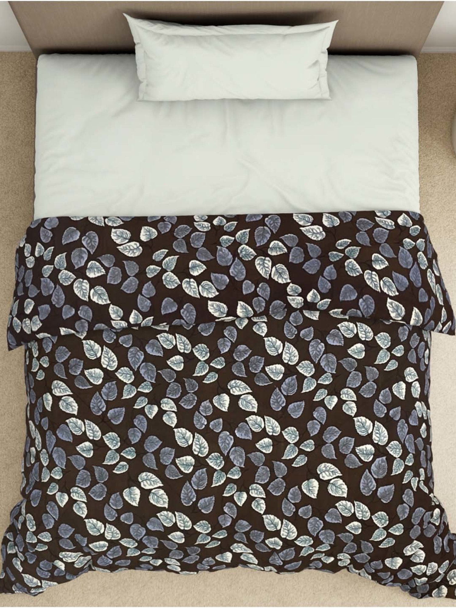 Welspun Bliss Dark Brown Microfibre 120 GSM Shell Single Bed Quilt