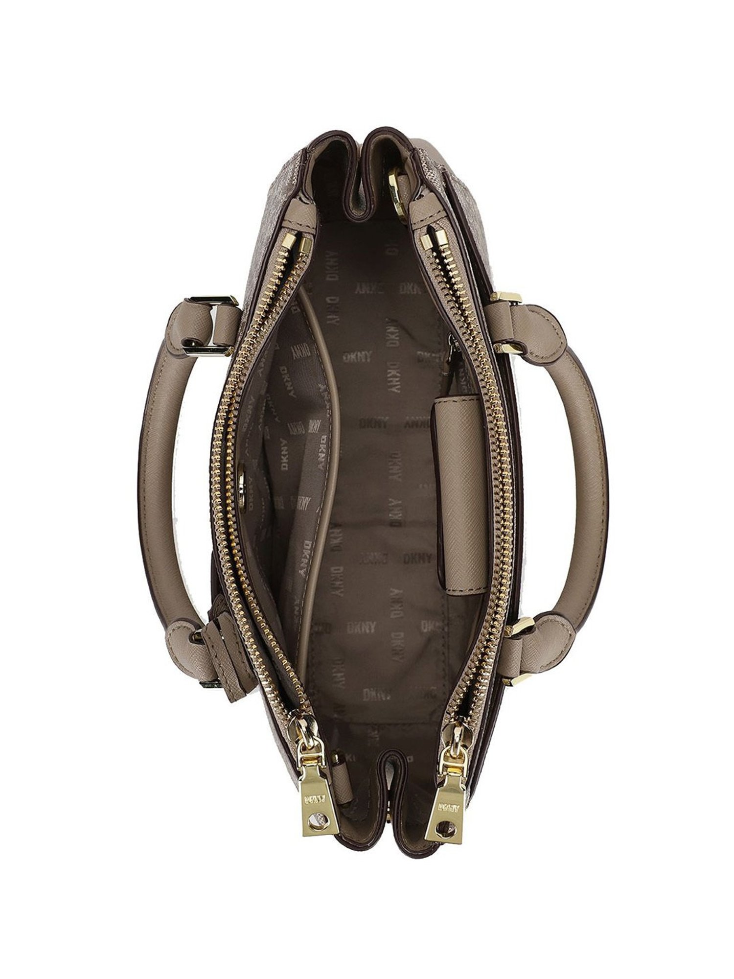 Dkny Beige PVC Printed Handbag