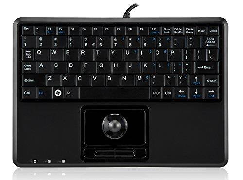 Perixx PERIBOARD-509H PLUS, Wired Keyboard with Trackball & USB Port - USB - Super Mini 9.05"x6.30"x0.90" Dimension - Built-in 2 x USB2.0 Hub - Silent X Type Scissor Keys - US English Layout