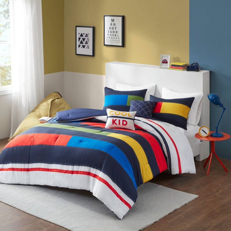 Full/Queen Noah Striped Printed Comforter Set