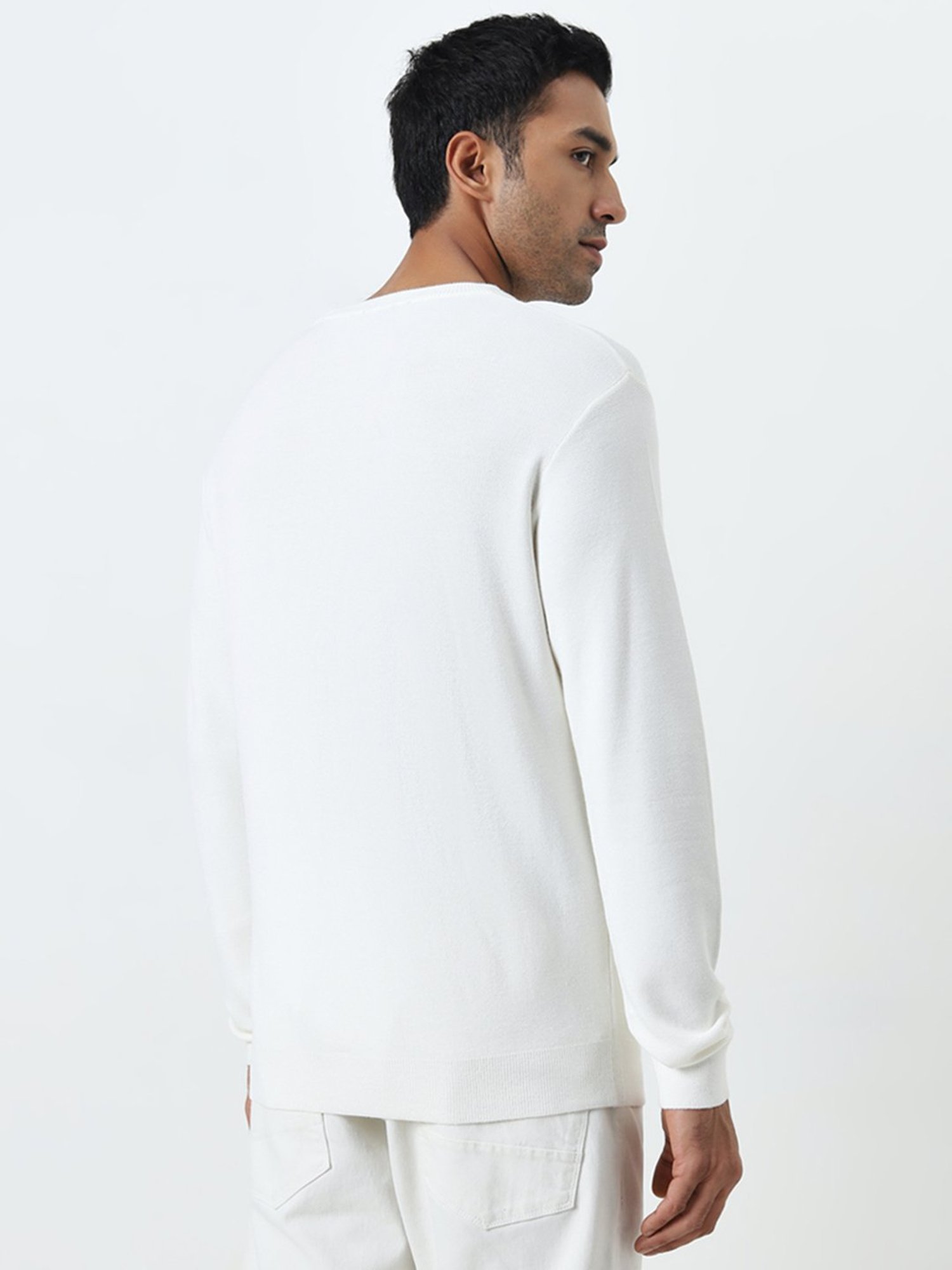 WES Formals by Westside Off-White Knit-Textured Slim-Fit Sweaters