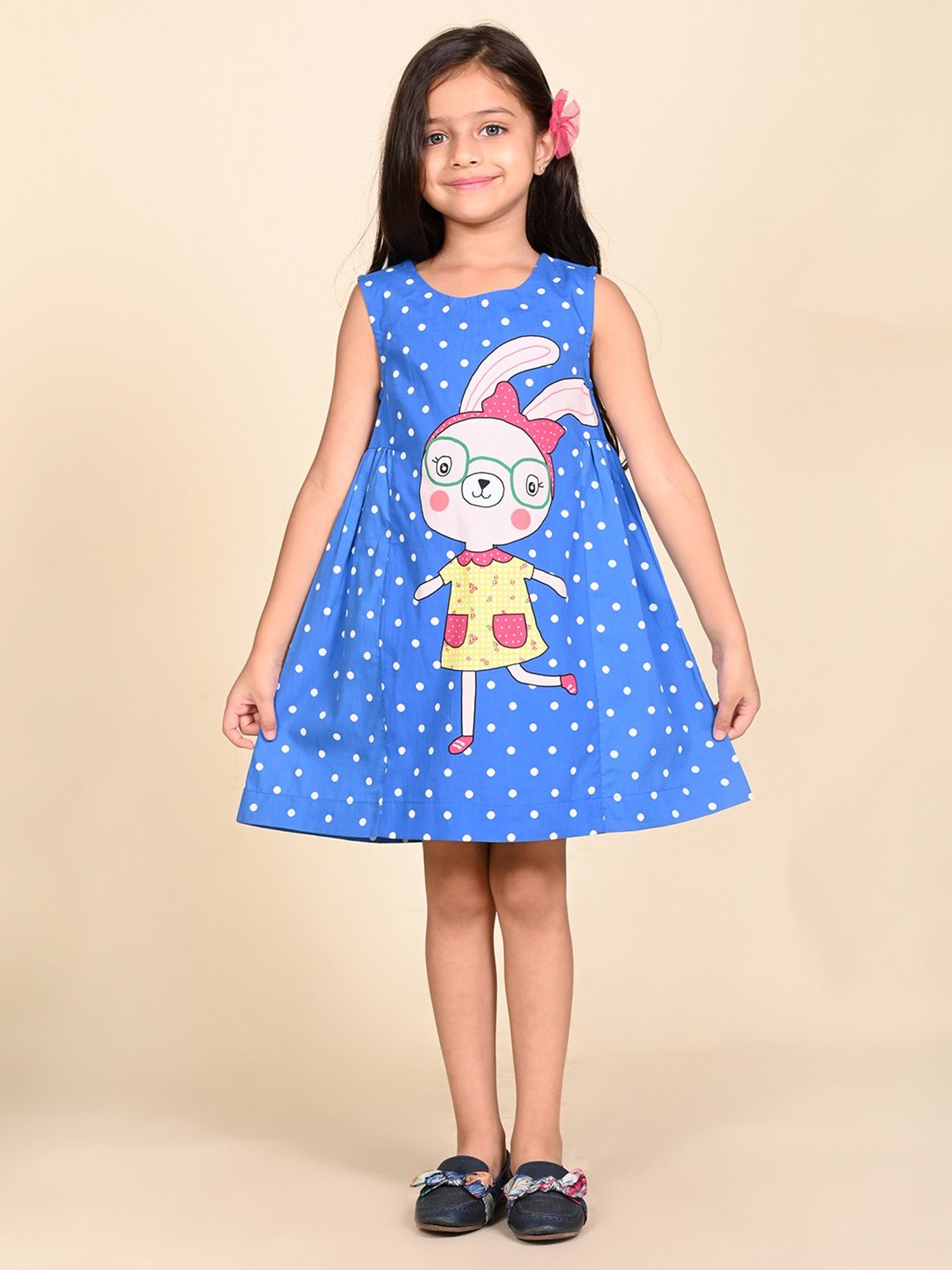 LilPicks Kids Blue Printed Dress