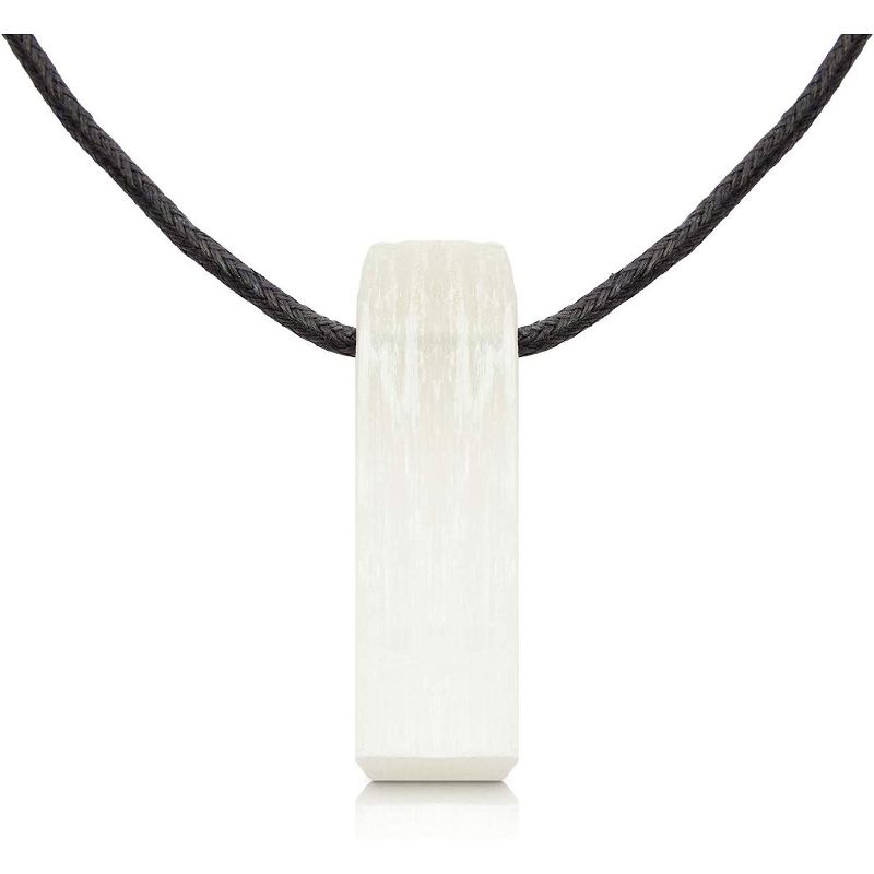 Zodaca White Crystal Selenite Stone Pendant Necklace, 2"