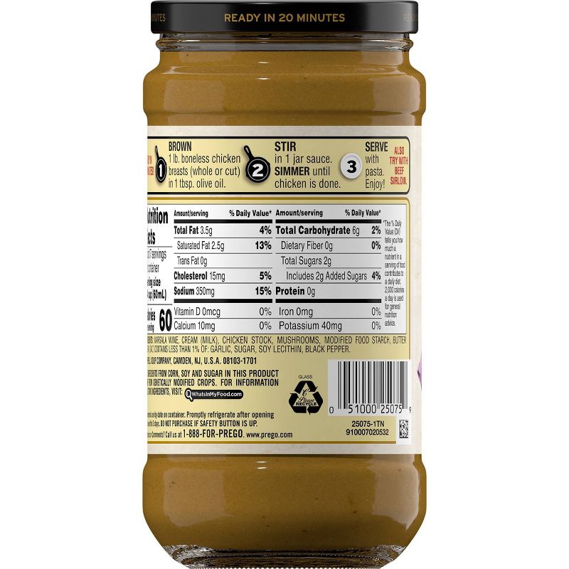 Prego Cooking Sauce Cream Marsala - 14.5oz