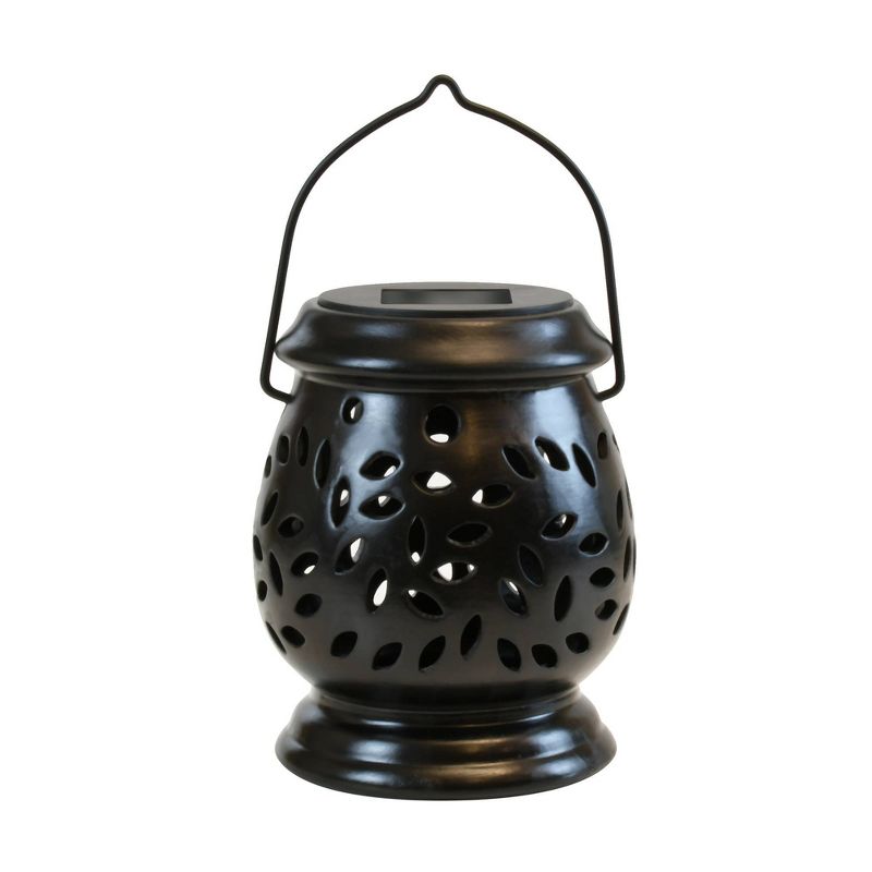 Solar Powered Ceramic LED Lantern Black