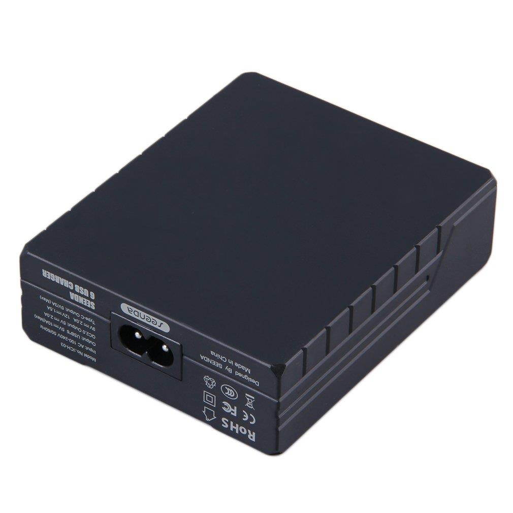 Universal 6 Ports Smart Fast Charger Portable Quick Compatible Charger Black