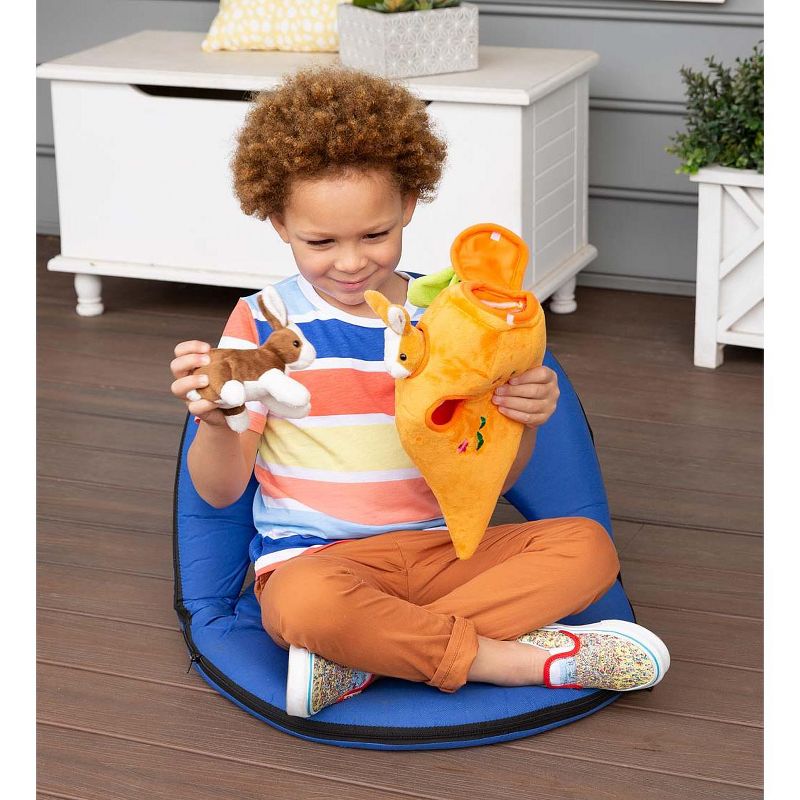 HearthSong Plush Bunny Portable Play Set with Carrot Home and Two Bunnies