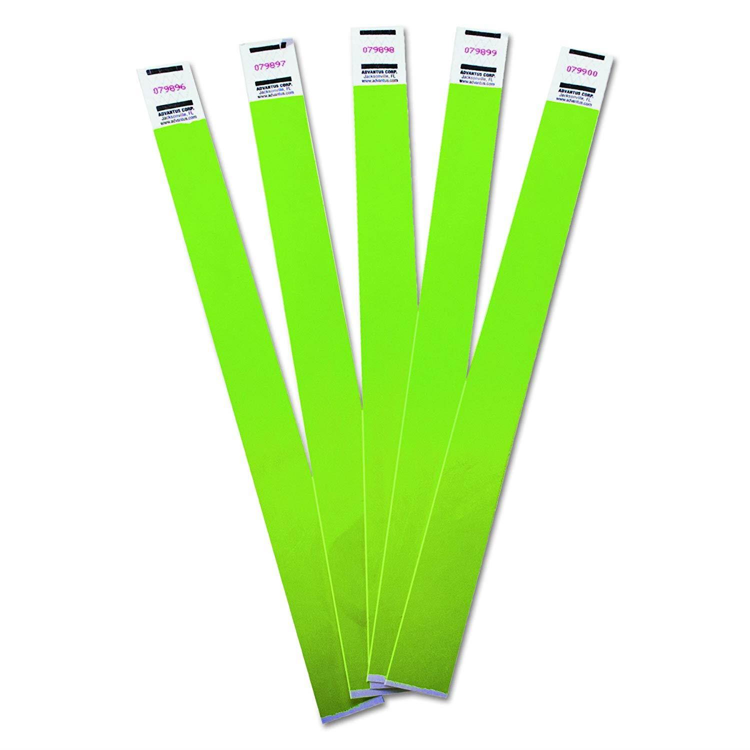 ADVANTUS Crowd Management Tyvek Wristbands, Sequentially Numbered, Green, Pack of 100 (75443)