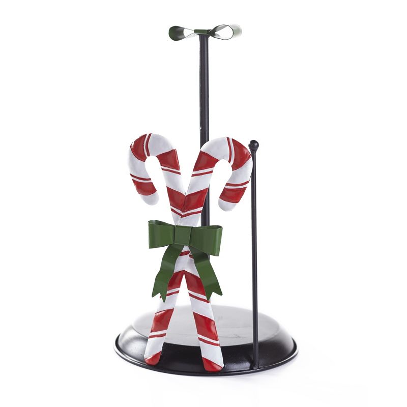 Lakeside Candy Cane Paper Towel Holder with Bow - Christmas Countertop Accent