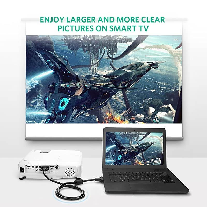 cables direct online 15ft svga + audio monitor cable, male to male 1080p super vga display cord for pc projector laptop tv