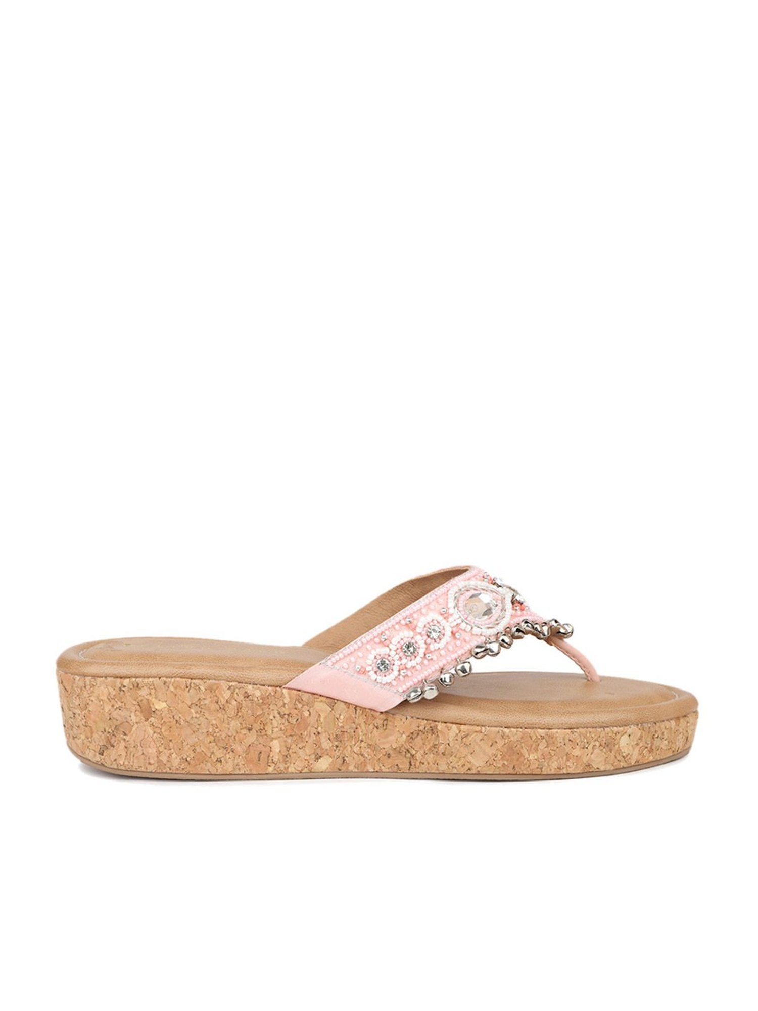 Design Crew Women's Pink Thong Wedges