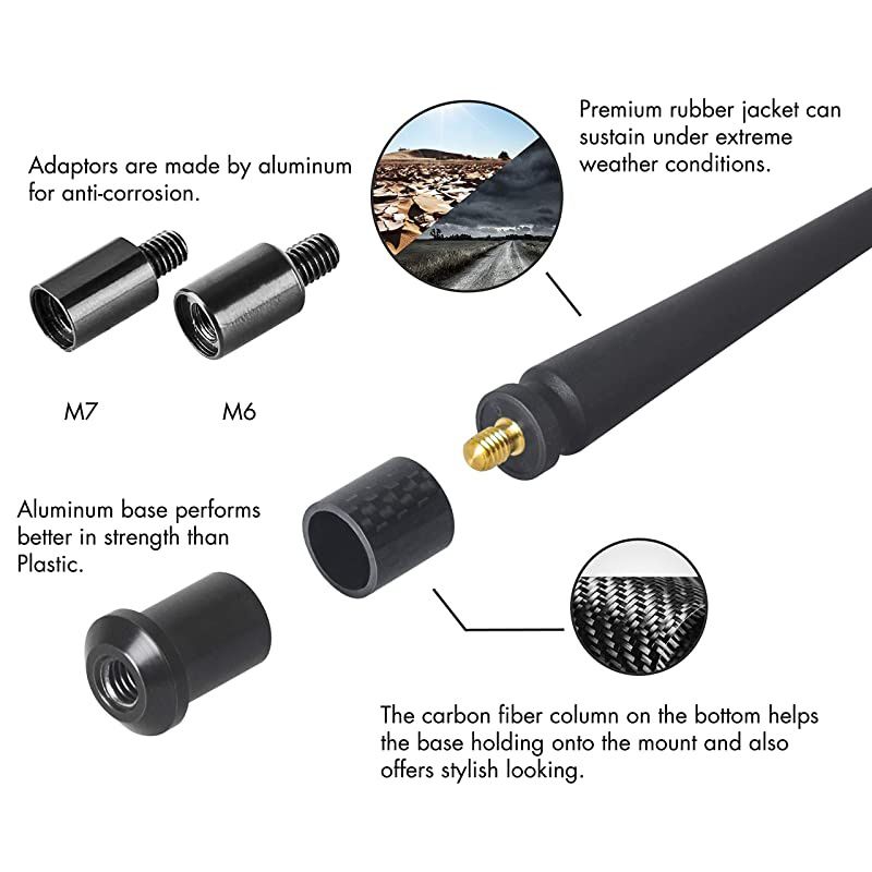 Antenna Compatible with Chevy Silverado GMC SierraDenali | 7 inches Flexible Rubber Antenna Replacement | Designed for Optimized FMAM Reception