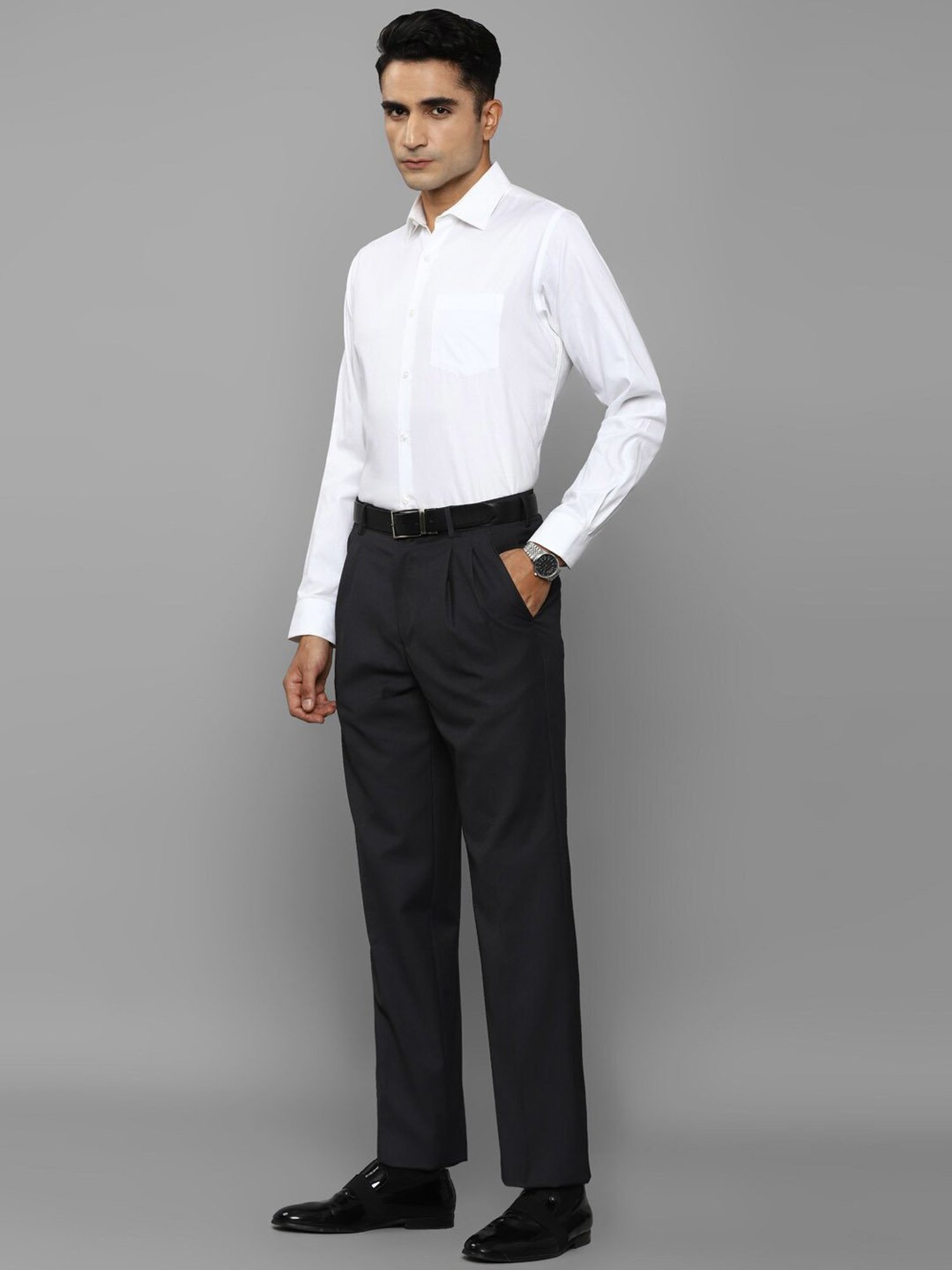 Louis Philippe Black Regular Fit Trousers