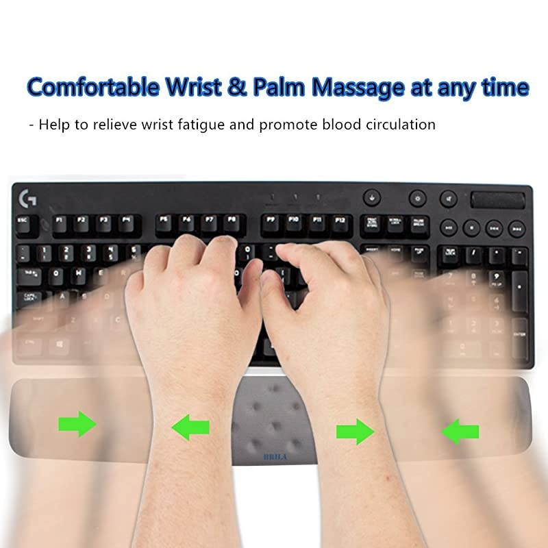 Memory Foam Mouse & Keyboard Wrist Rest Support Pad Cushion Set for Computer, Laptop, Office Work, PC Gaming - Massage Holes Design - Easy Typing Wrist Pain Relief (Aquamarine Bundle)