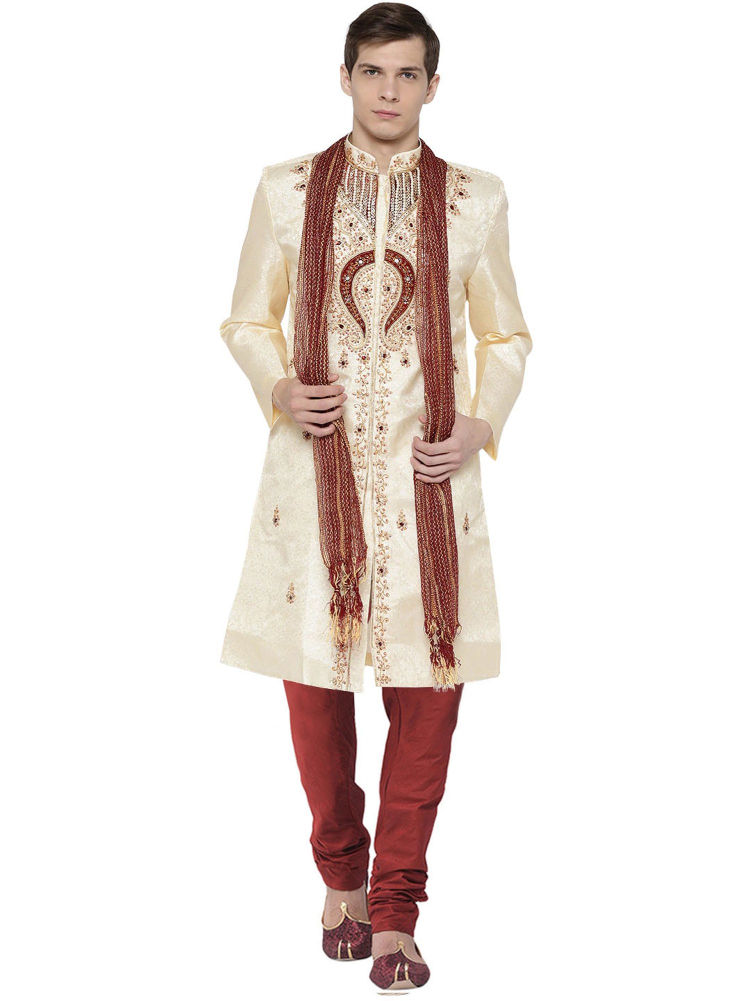 SG LEMAN Lemon Regular Fit Embellished Sherwani Set