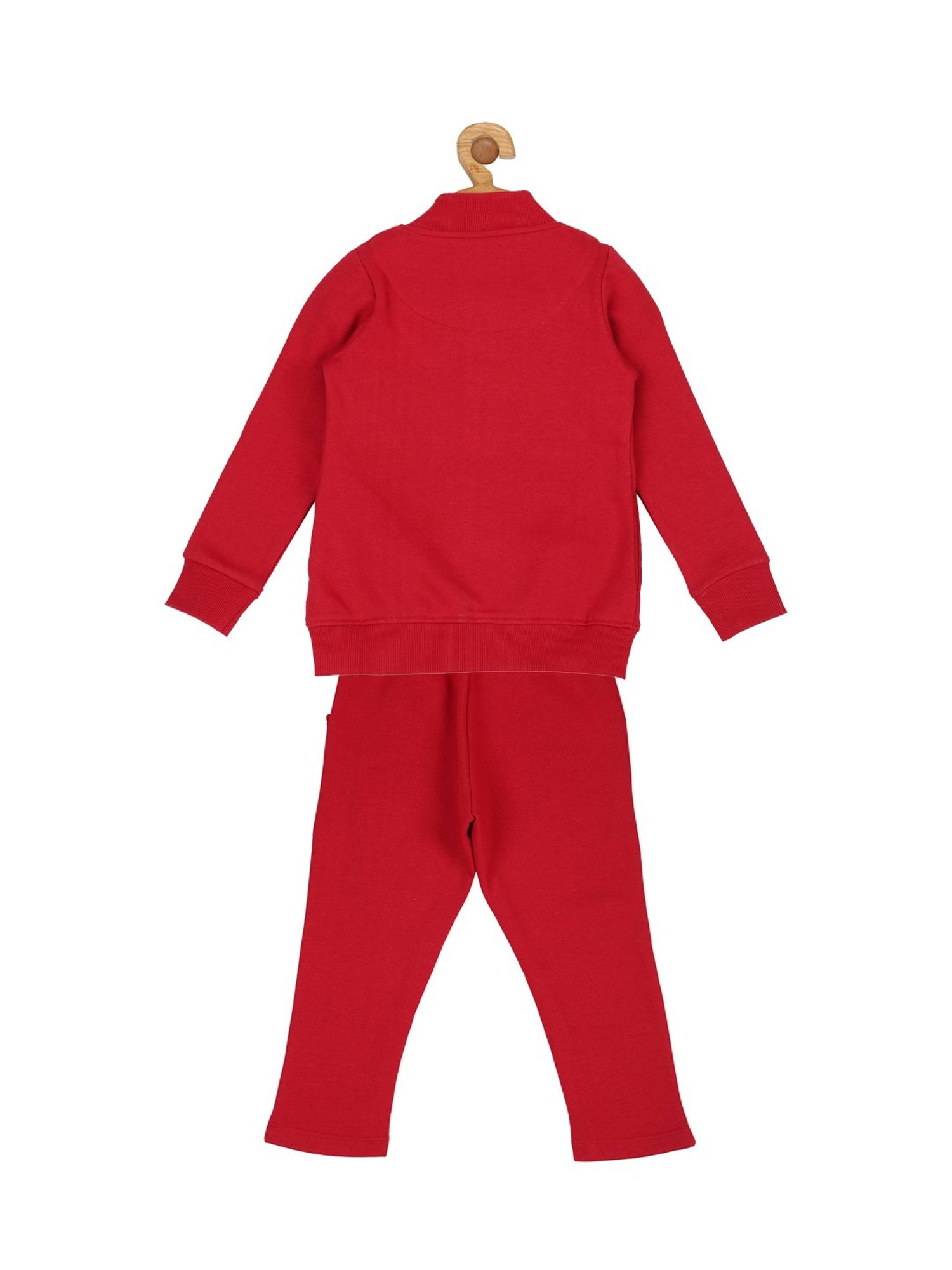 Sweet Dreams Kids Fiery Red Solid Sweatshirt with Trackpants