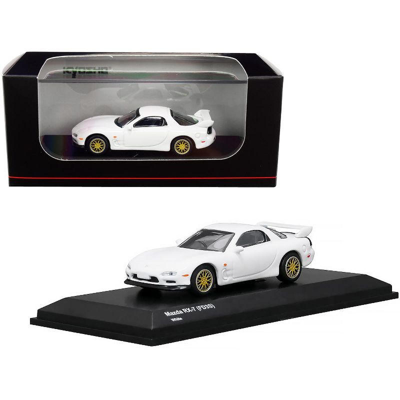 Mazda RX-7 (FD3S) RHD (Right Hand Drive) White with Gold Wheels 1/64 Diecast Model Car by Kyosho