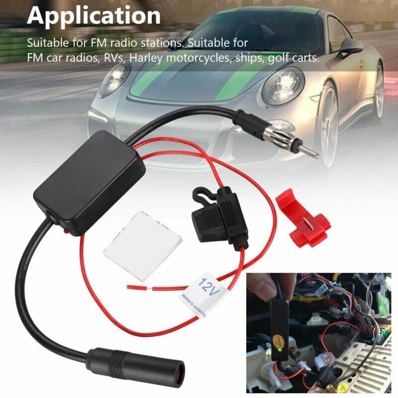 Universal Car FM/AM Radio Stereo Antenna Signal Amplifier Booster G * H For FM Car Radio RV Motorcycle Steamer Golf Cart
