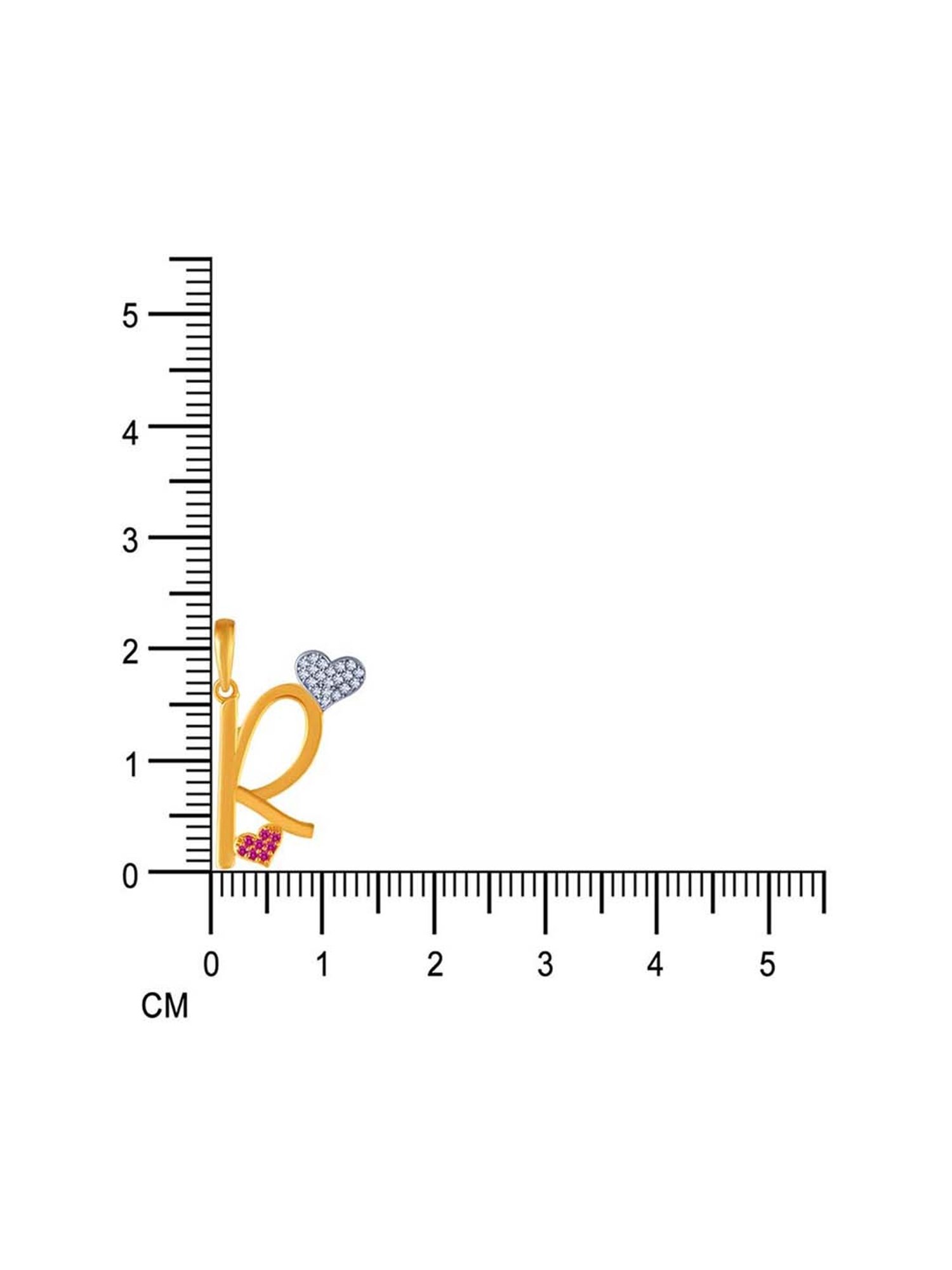 P.C. Chandra Jewellers 14k Yellow Gold 'R' Letter Pink & White Studded Pendant for Women & Girls