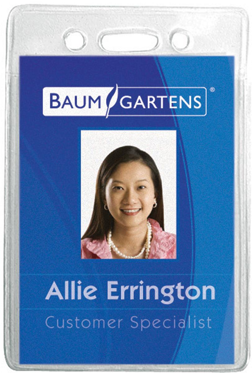 Baumgartens Vinyl Badge Holder Punched Vert 2-3/8"x3-3/8" 12/PK CL 67820