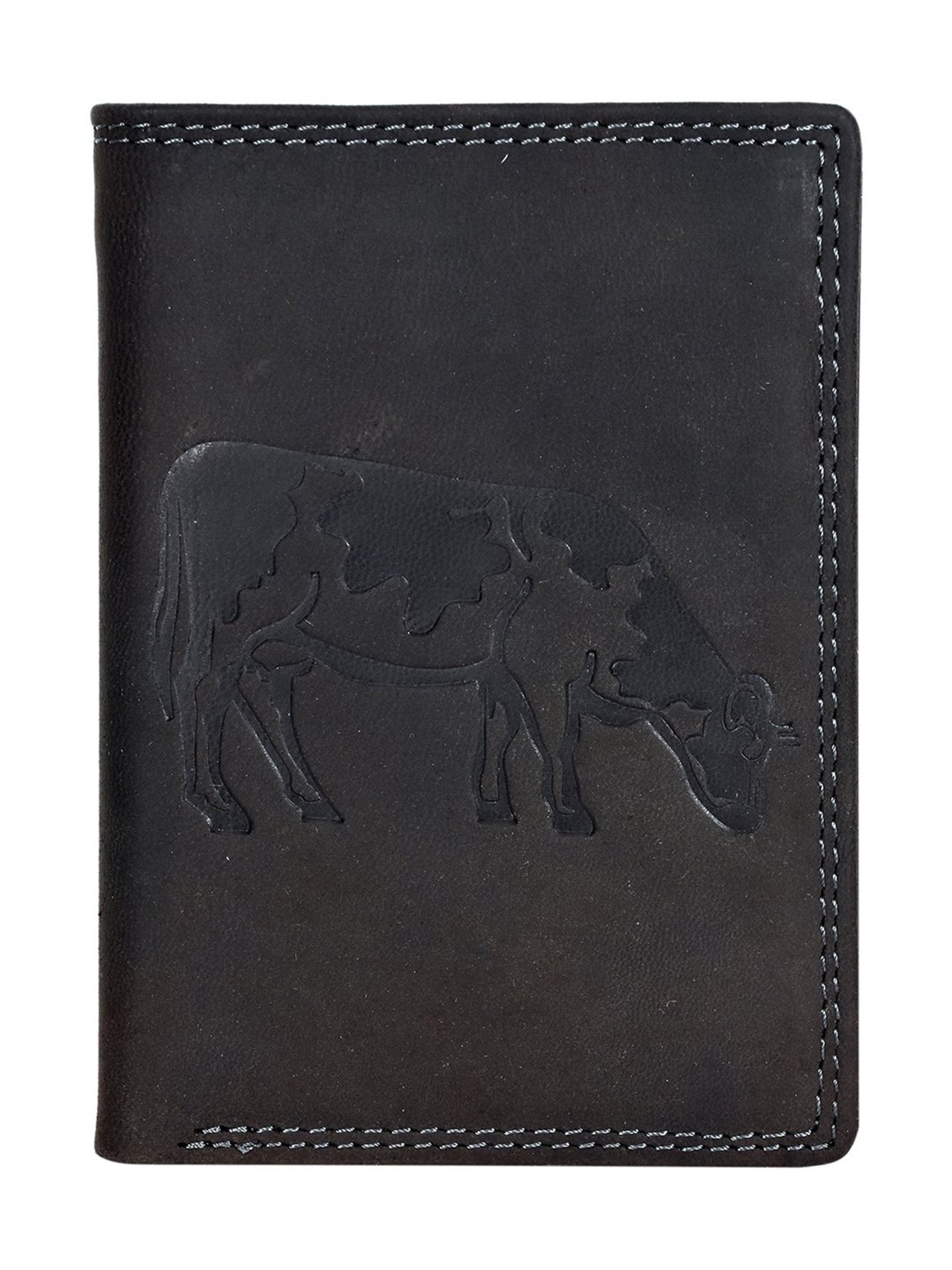 SASSORA Black ARLO Textured Small Leather Bi-Fold Wallet