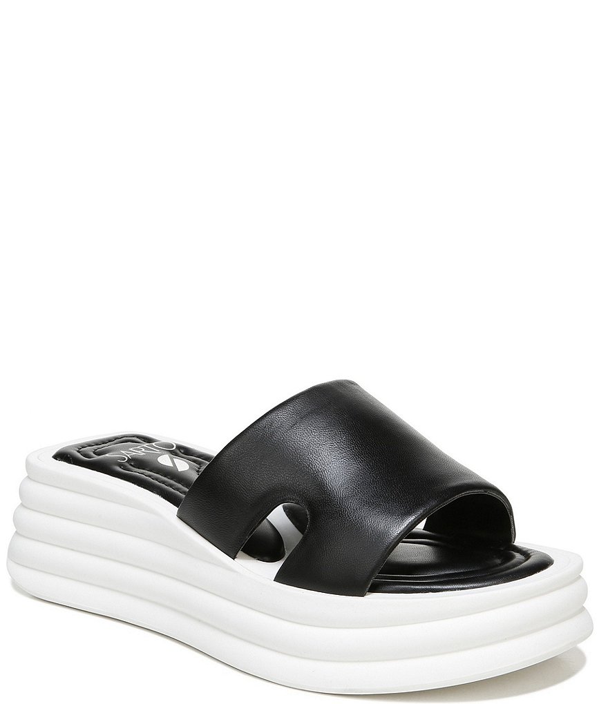 Sarto by Franco Sarto Vina Leather Puff Platform Wedge Slides