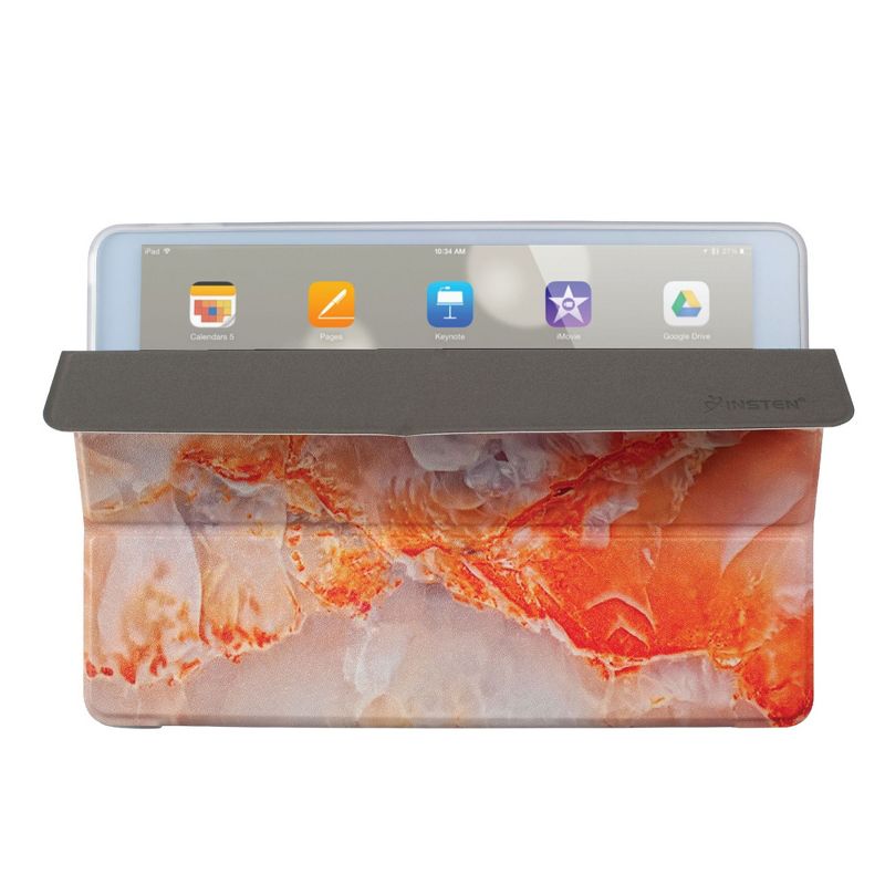 Insten - Marble Tablet Case For iPad 8th Gen 10.2" 2020, Multifold Stand, Magnetic Cover Auto Sleep/Wake, Shock Resistant, Orange