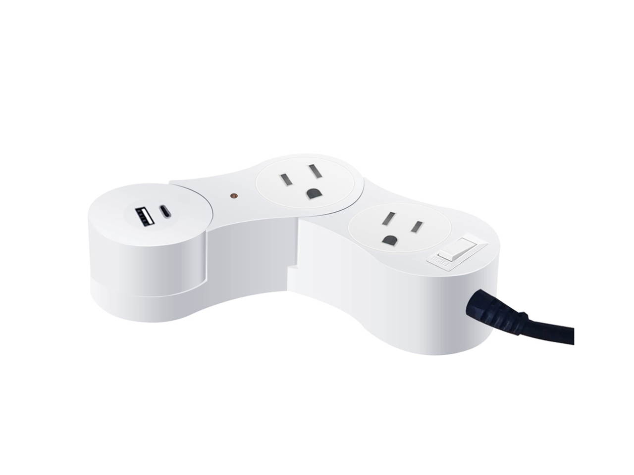 EDu Pivot Smart Power Strip Two Smart Sockets Work with Amazon Alexa / Echo/ Dot / Tap, Smart Power Strip No Hub Required, Ordinary Head Module + Smart Module + USB Charging Module