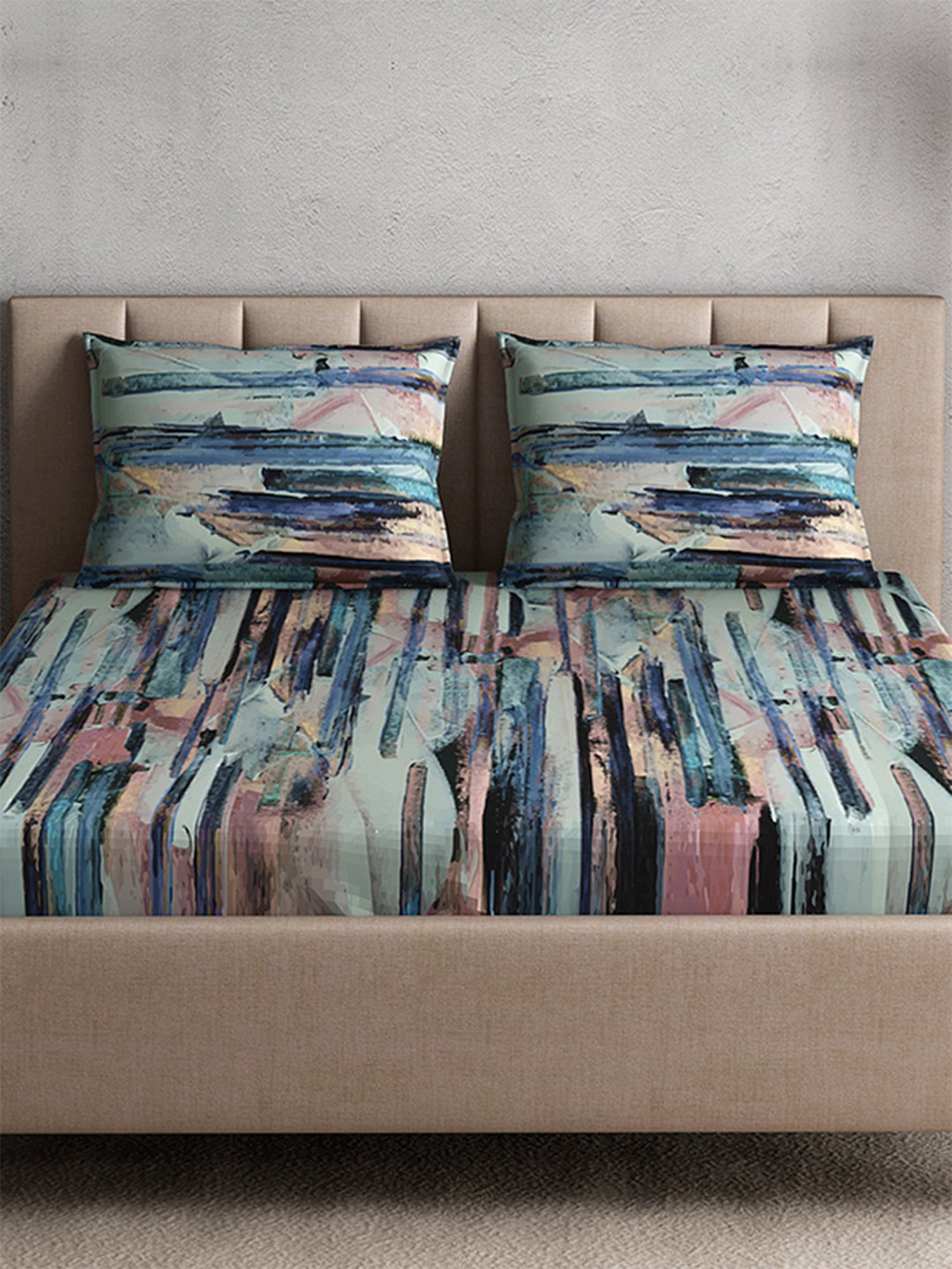 Petal Home Aquarelle Blue Cotton 144 TC Bedsheet