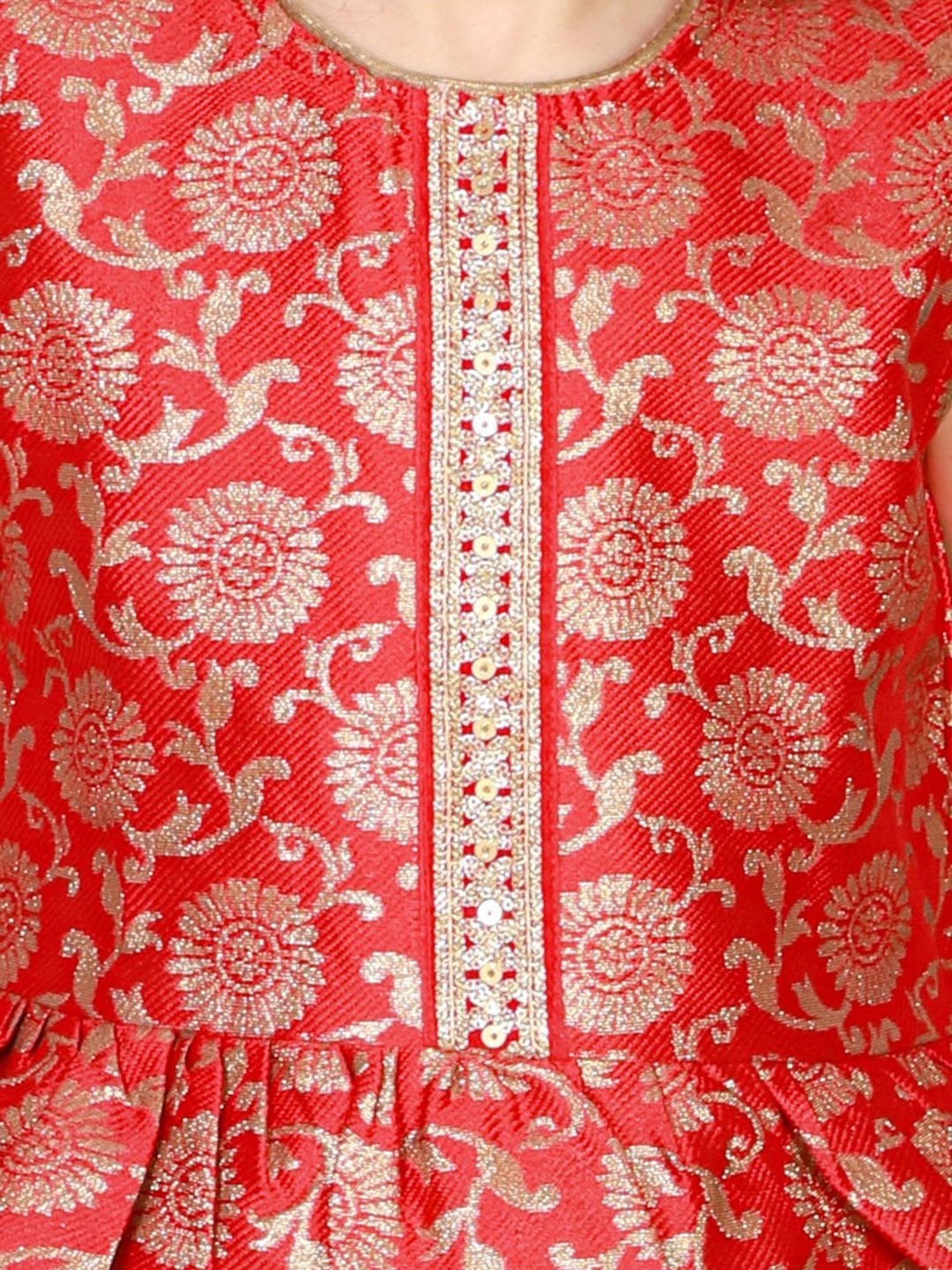 TWISHA Kids Red & Green Floral Print Top Set