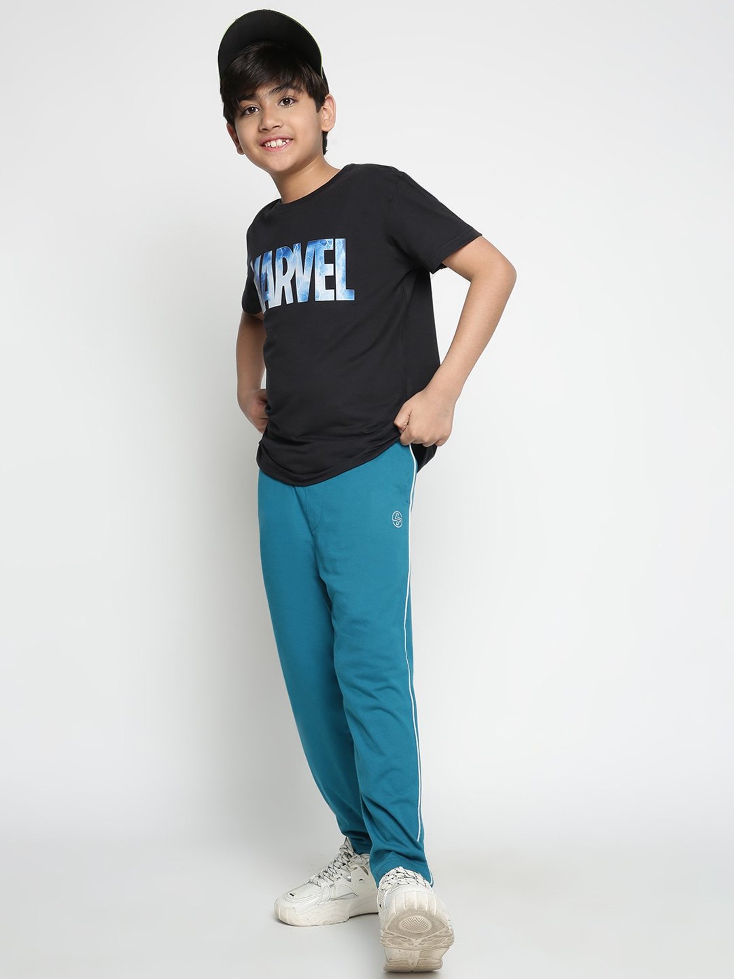 Lil Tomatoes Boys Teal Solid Trackpants