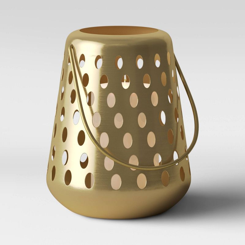 10" Small Metal Perforated Outdoor Lantern Gold - Opalhouse™