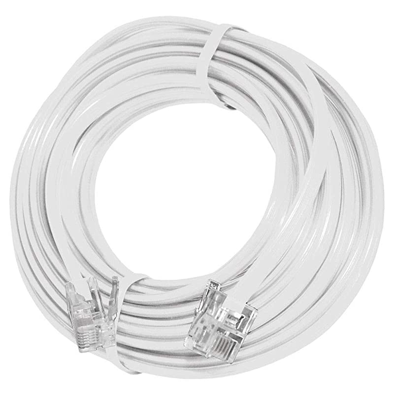 15 Feet Telephone Extension Cord Cable Line Wire White RJ11 by