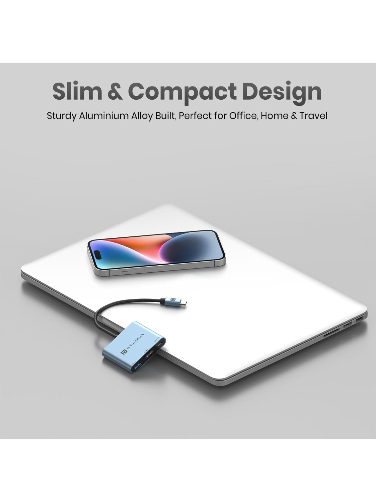 Portronics C-Konnect Plus Type-C to HDMI Adapter with 100 W PD Charging for Laptop, MacBook (Grey)