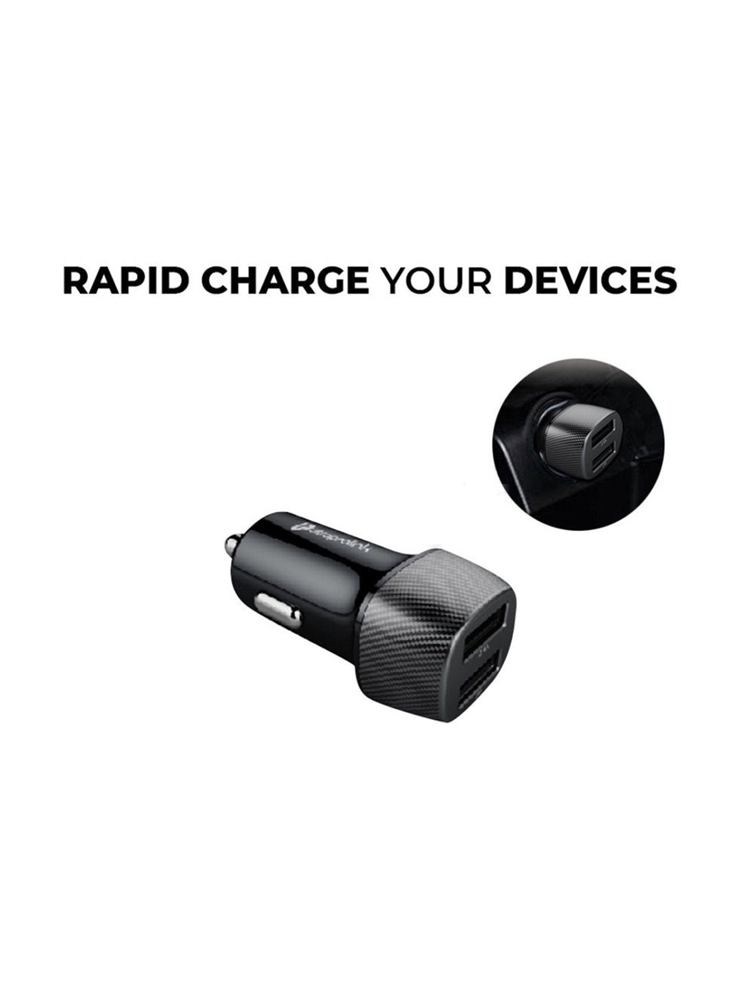 Ultraprolink UM1094C Mach 24 Dual USB Fast Car Charger with Dual USB Ports Port (Black)
