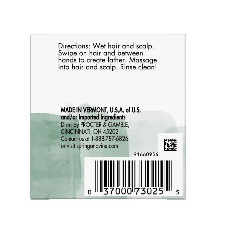 Spring & Vine Mini Scalp Soothing Tea Tree & Mint Shampoo Bar - 1.1oz