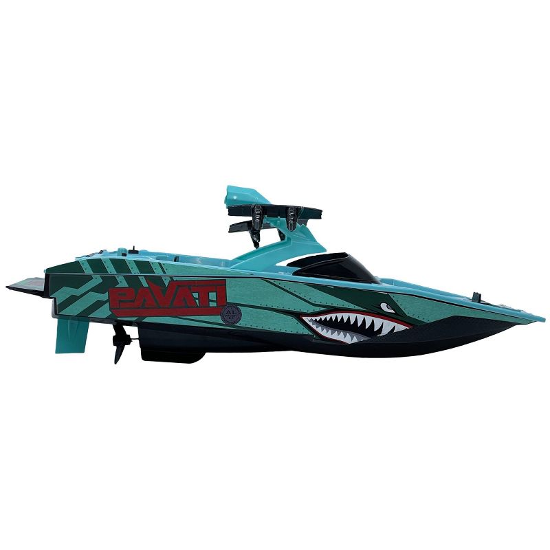 Hyper 1:18 Scale RC Pavati Wakeboard Boat - Lake Blue with Shark Mouth Graphics