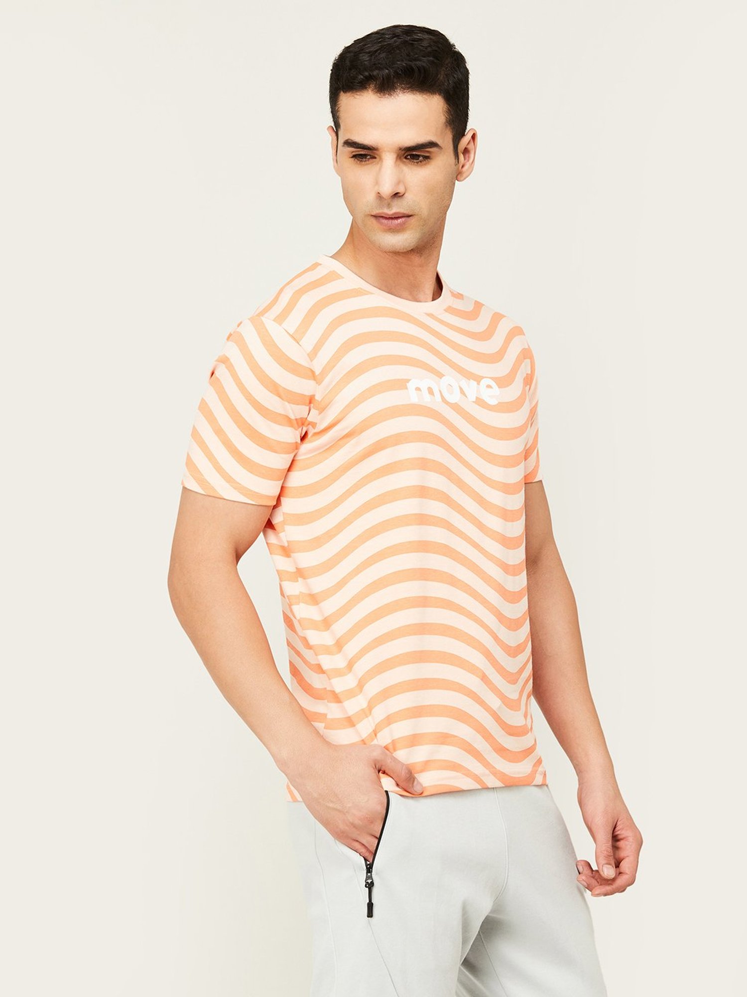 KAPPA Peach Regular Fit Round Neck Sports T-Shirt