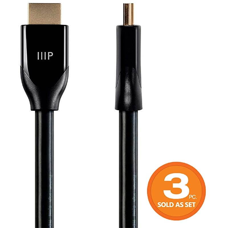 134208 Certified Premium HDMI Cable Black 3 Feet 3 Pack 4K60Hz HDR 18Gbps 28AWG YUV 4