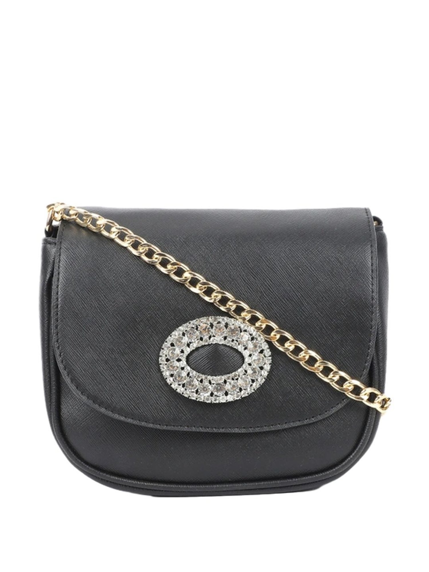 Carlton London Black Embellished Medium Sling Handbag