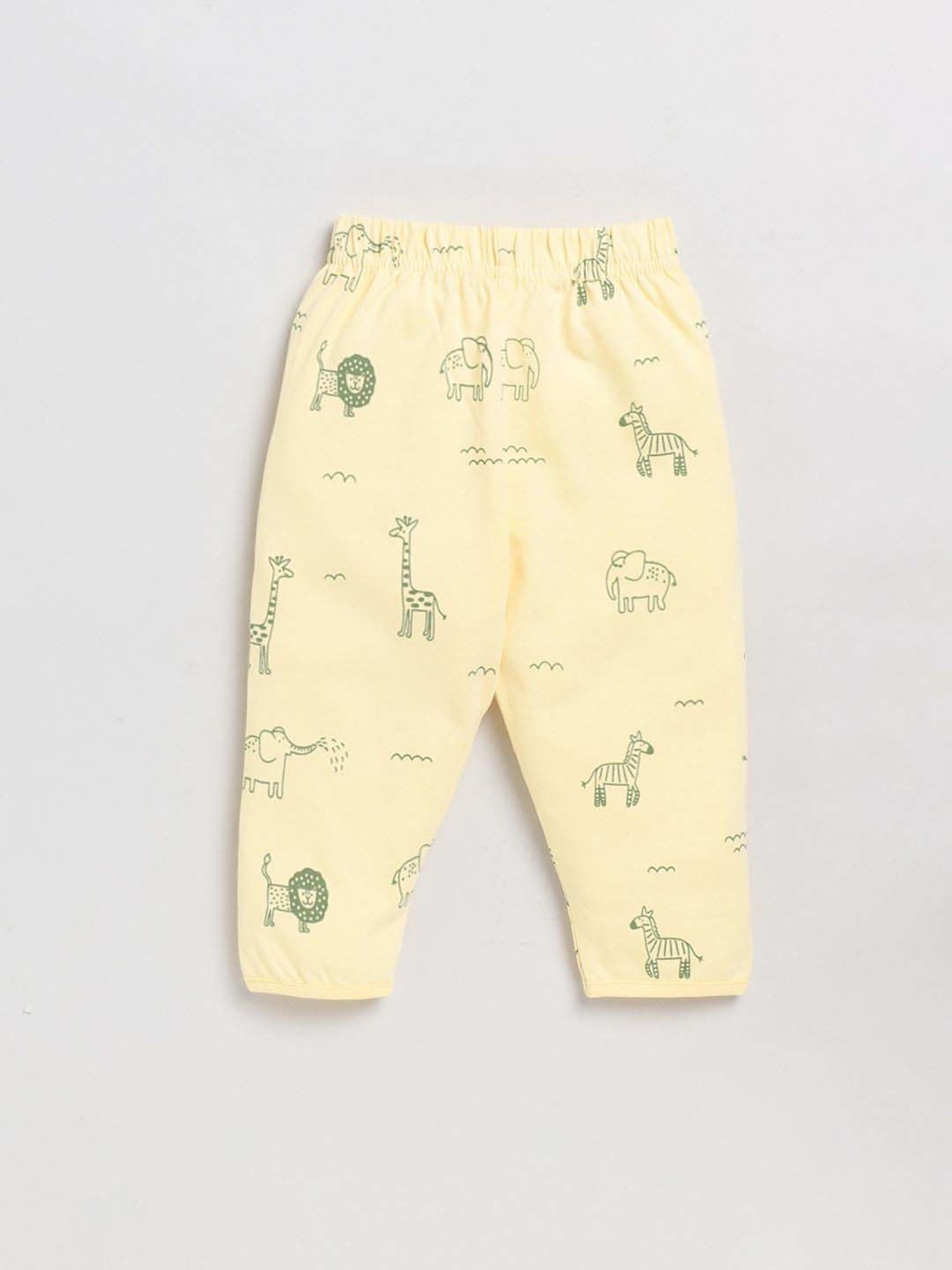 Clt.s Boys Yellow Cotton Printed Full Sleeves Top Set