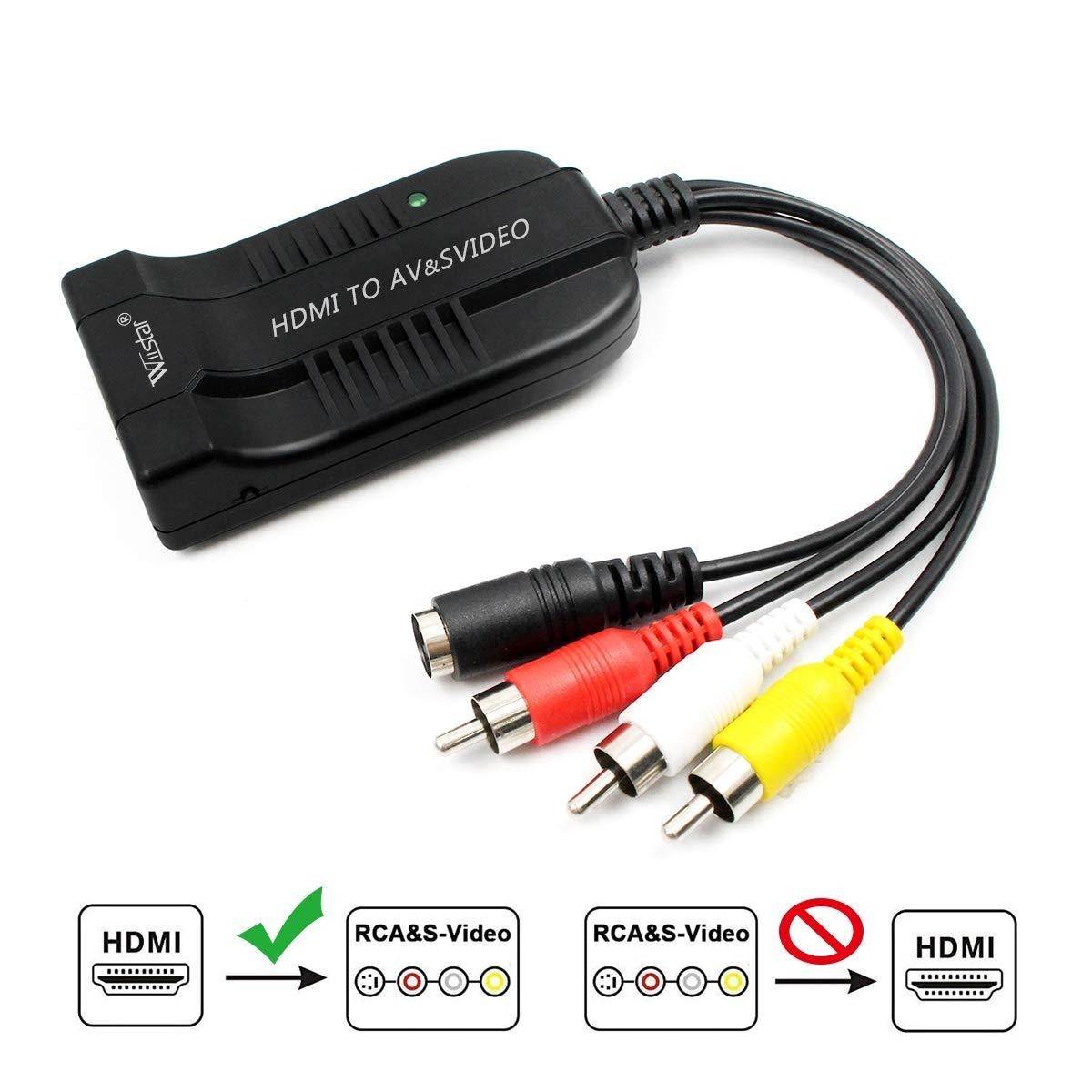 Wiistar HDMI to Composite Converter HDMI to Male AV 3RCA S-Video Converter Adapter 1080P for Xbox PS3 TV STB VCR Blue-Ray DVD