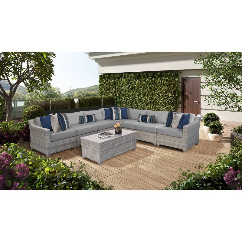 Fairmont 8pc Sectional Seating Set with Cushions - Gray - TK Classics