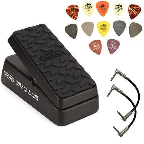 dunlop dvp4 volume x mini pedal bundle with 2 patch cables and dunlop pvp101 pick pack