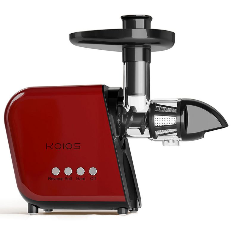 KOIOS B5100 Masticating Vegetable & Fruit Juicer Machine Kitchen Appliance with Slow Squeeze Technology and Reversible Motor, Red/Black